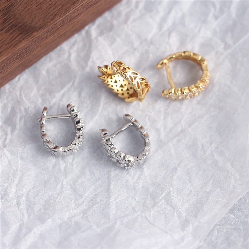 2021 nuevos pendientes de trigo de diamante completo Lux de entrada europea y americana, pendientes de plata con Clip de oreja de alta calidad salvaje para mujer